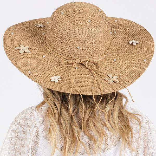 (ONLINE ONLY) DAISY AND PEARL DECO WIDE FLOPPY SUN HAT