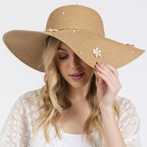 (ONLINE ONLY) DAISY AND PEARL DECO WIDE FLOPPY SUN HAT