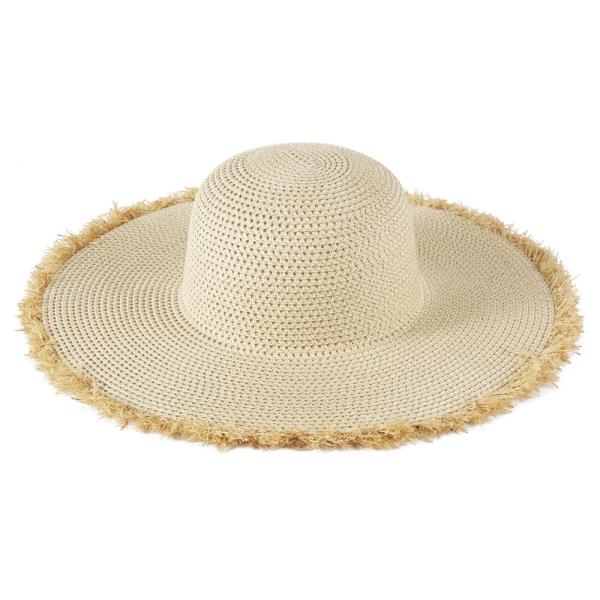 FRAYED EDGE FLOPPY STRAW HAT