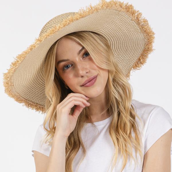 (ONLINE ONLY) FRAYED EDGE FLOPPY STRAW HAT