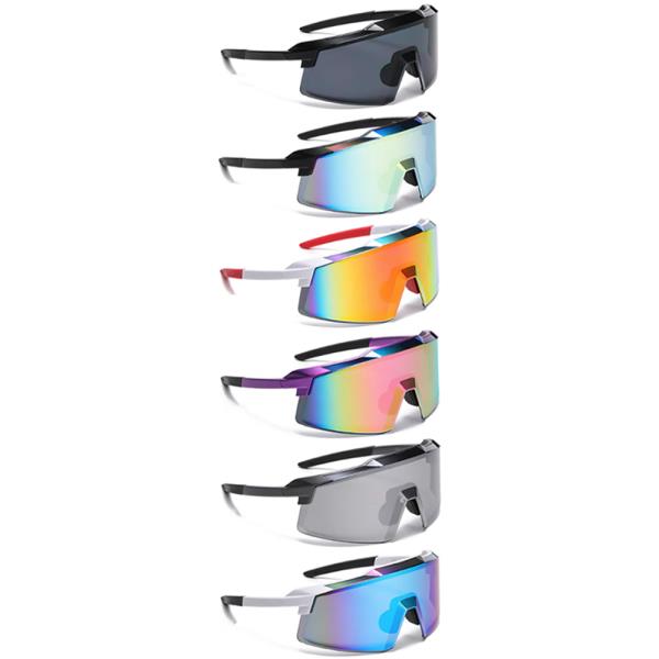 SEMI RIMLESS ONE PIECE SPORT SHIELD SUNGLASSES W COLOR MIRROR LENS