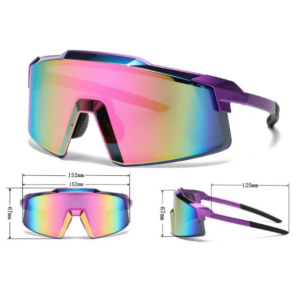 SEMI RIMLESS ONE PIECE SPORT SHIELD SUNGLASSES W COLOR MIRROR LENS