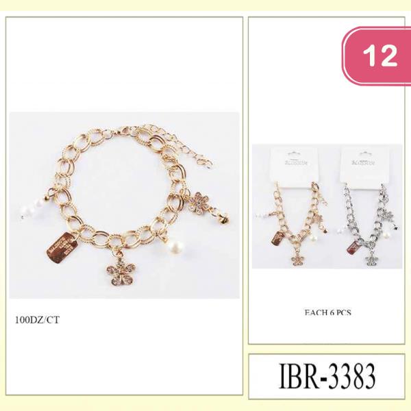 FLOWER CHARM CHAIN BRACELET (12 UNITS)