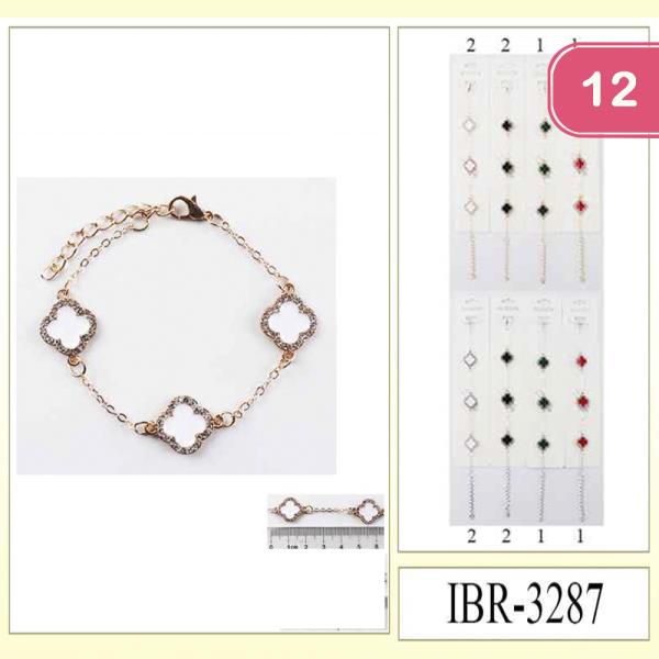 EDGE RHINESTONE CLOVER BRACELET (12 UNITS)