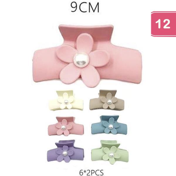 FLOWER HAIR CLAW JAW CLIP (12 UNITS)