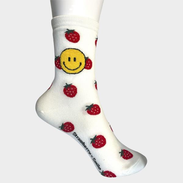 CUTE PATTERNED SOCKS WITH HAPPY FACE AND FRUIT DESIGNS 1 PAIR