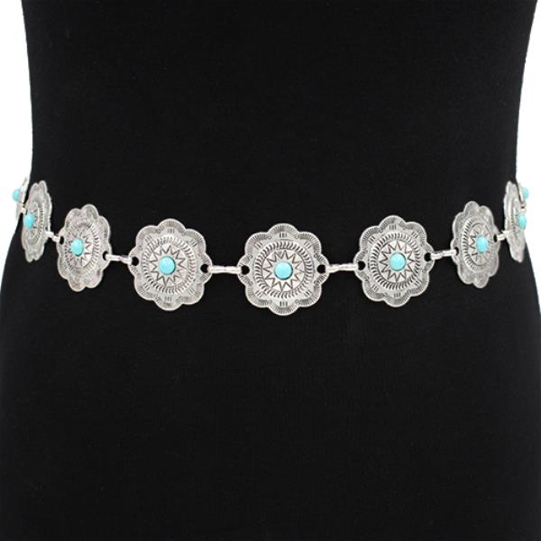 FLOWER CONCHO METAL BELT