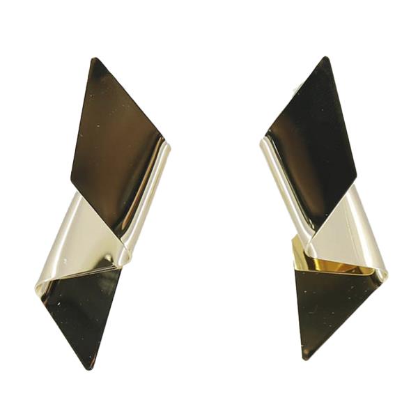 WIDE METAL WAVY POST EARRING