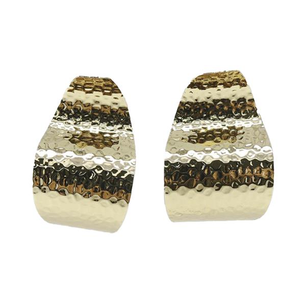 WIDE TEXTURED WAVE METAL POST EARRING