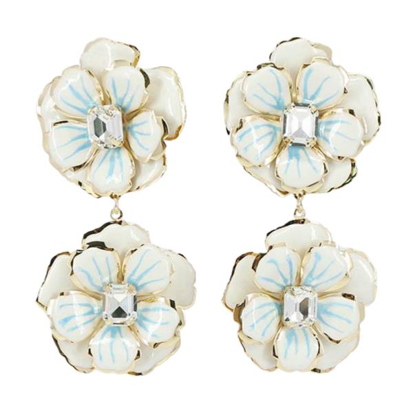 FLOWER STONE DANGLE EARRING