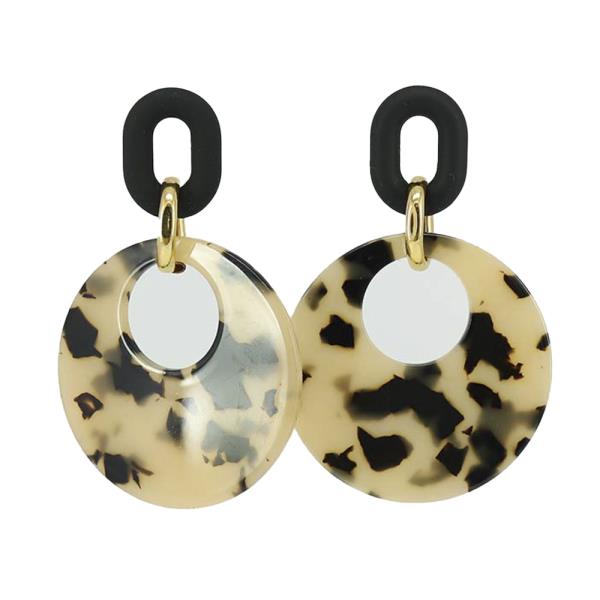 TORTOISE SHELL ACRYLIC DISC DROP EARRING