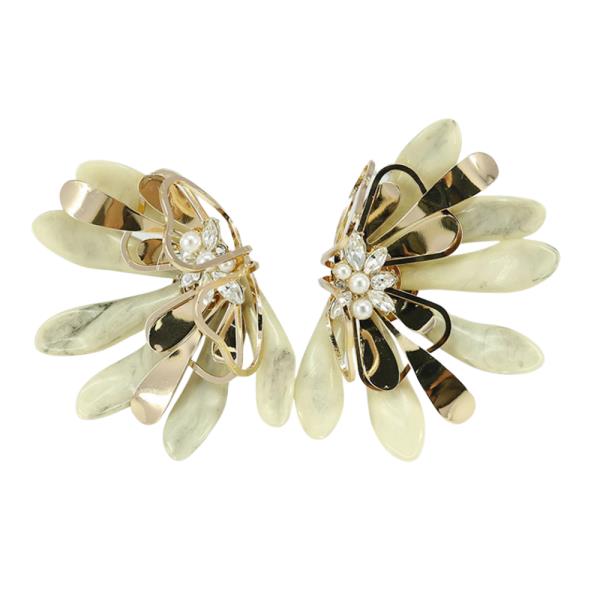 WIDE METAL MIX FLOWER POST EARRING