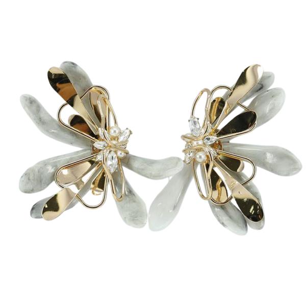 WIDE METAL MIX FLOWER POST EARRING