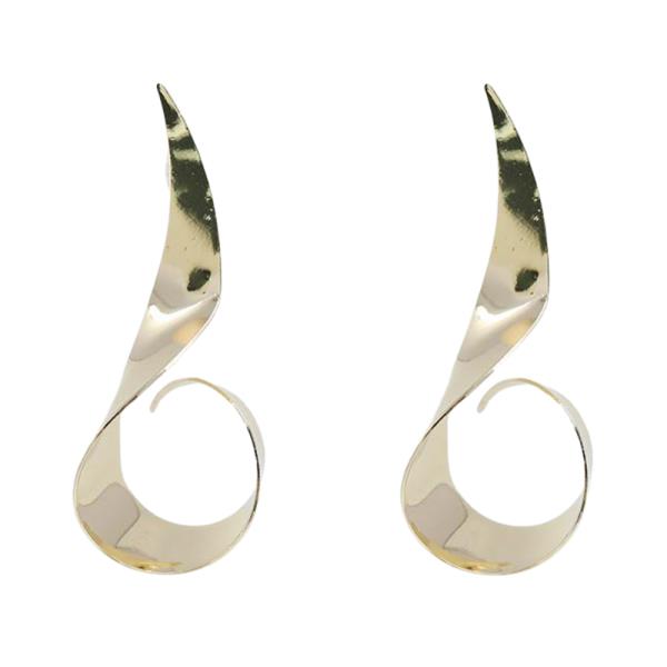 GOLD SCULPTURAL SPIRAL DROP EARRING