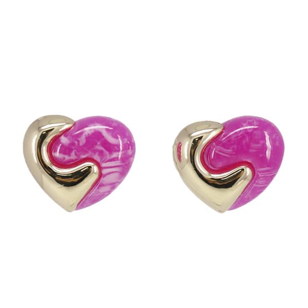 WIDE TWO TONE HEART POST EARRING