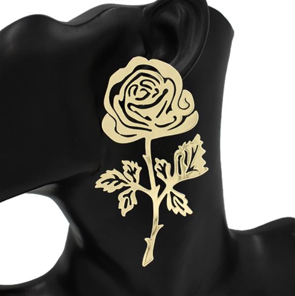 CUT OUT ROSE METAL EARRING