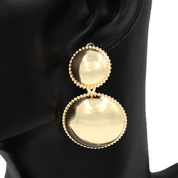 ROUND OVAL METAL DANGLE EARRING