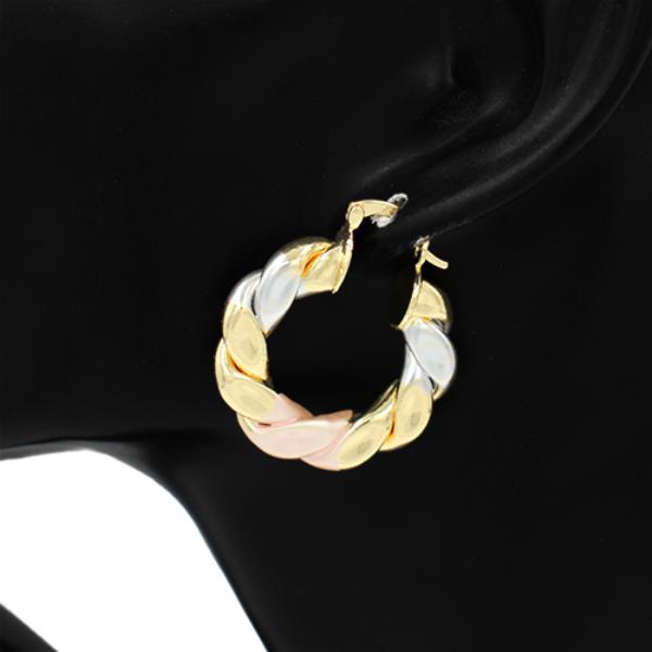 TRI-TONE TWISTED HOOP EARRING