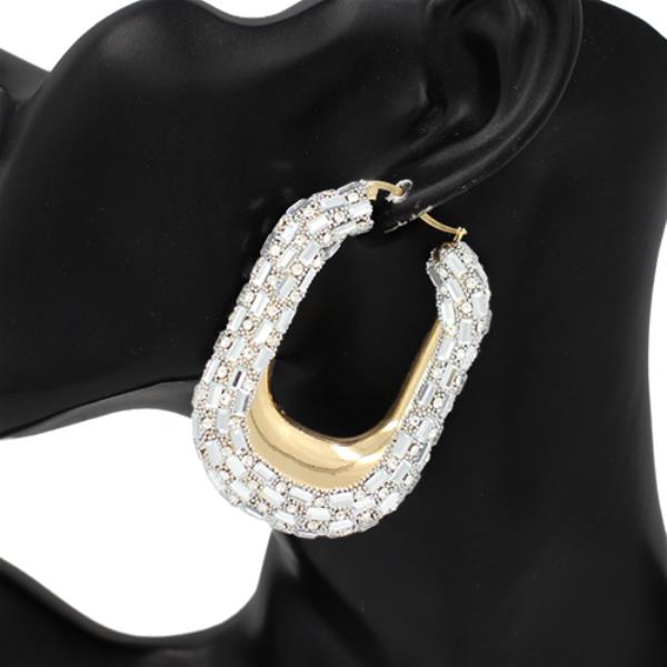 RHINESTONE OVAL EARRING