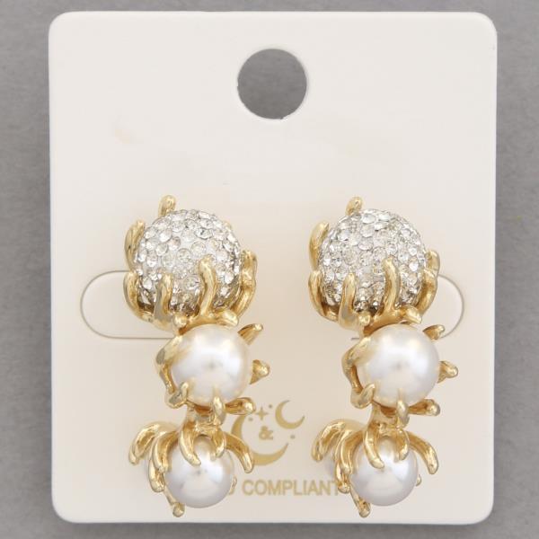 RHINESTONE PEARL BEAD EARRING