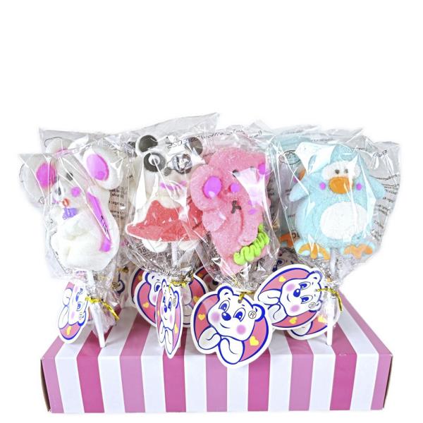 2D CARTOON ANIMAL MARSHMALLOW LOLLIPOP (12 UNITS)