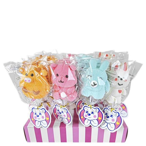 2D CARTOON ANIMAL MARSHMALLOW LOLLIPOP (12 UNITS)