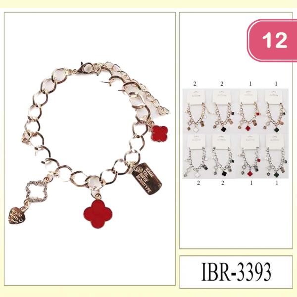 METAL CHAIN CLOVER CHARM BRACELET (12 UNITS)