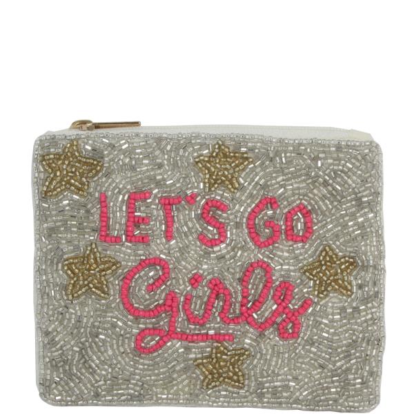 SEED BEAD LET`S GO GIRL COIN PURSE BAG