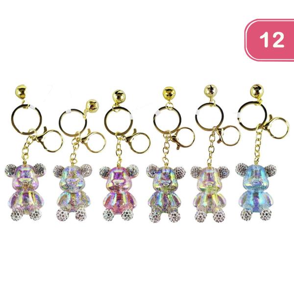 RHINESTONE AB BEAR KEYCHAIN (12 UNITS)