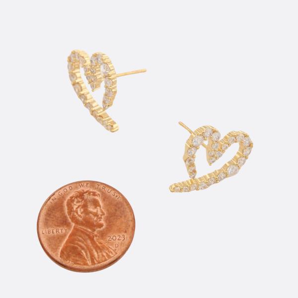 SODAJO RHINESTONE HEART GOLD FILLED EARRING