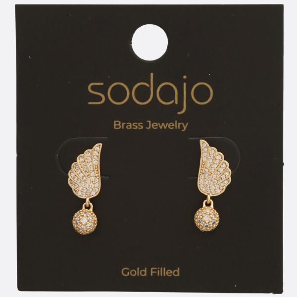 SODAJO RHINESTONE WING GOLD FILLED EARRING