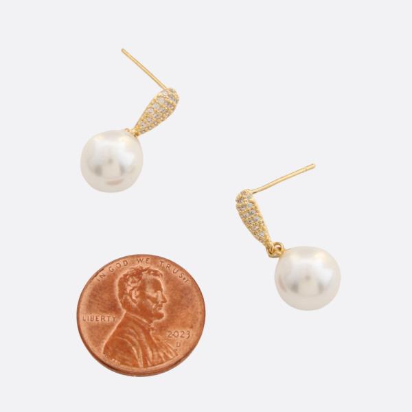 SODAJO PEARL BEAD RHINESTONE GOLD FILLED EARRING