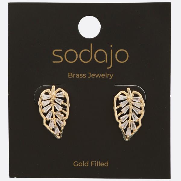 SODAJO LEAF SHAPE GOLD FILLED EARRING