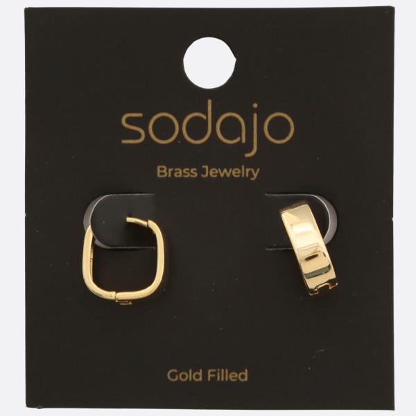 SODAJO SQUARE SHAPE GOLD FILLED EARRING