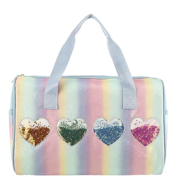 MULTI COLORED HEARTS SATCHEL BAG