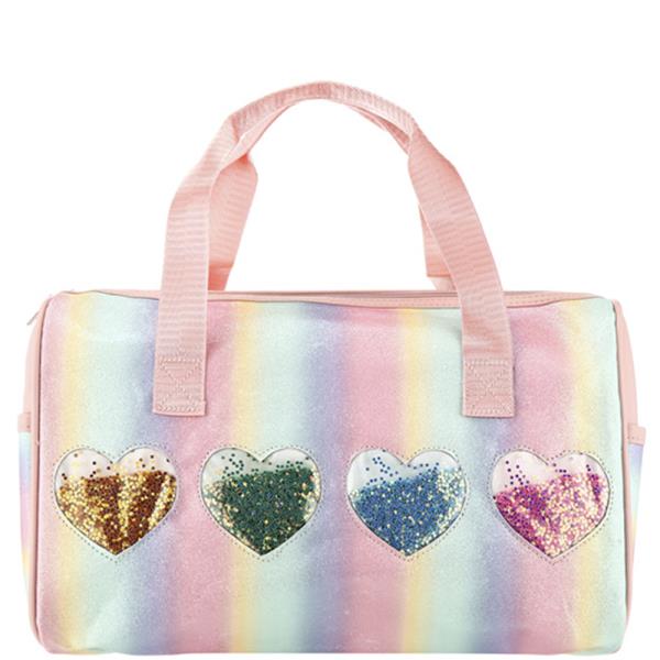 MULTI COLORED HEARTS SATCHEL BAG