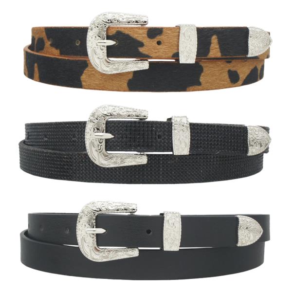 MINI FLORA EMBOSSED WESTERN TRIO BELT