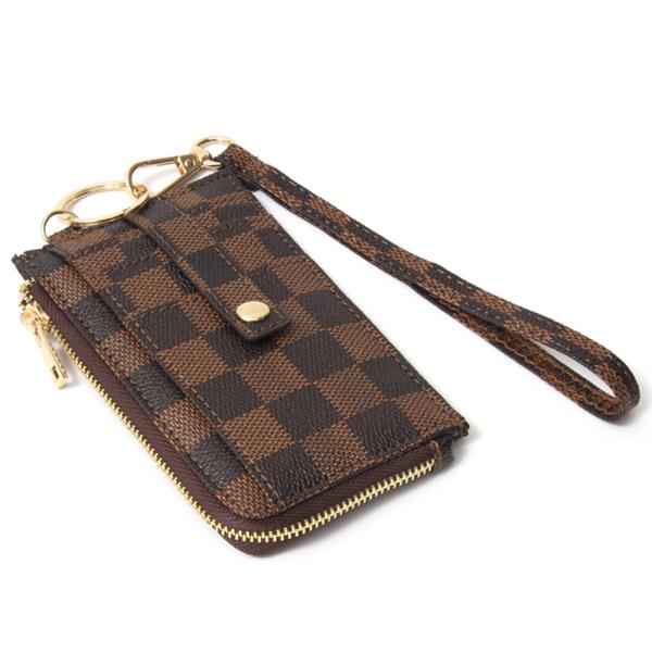 SQUARED MONOGRAM ZIPPER HANDSTRAP WALLET