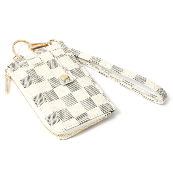 SQUARED MONOGRAM ZIPPER HANDSTRAP WALLET