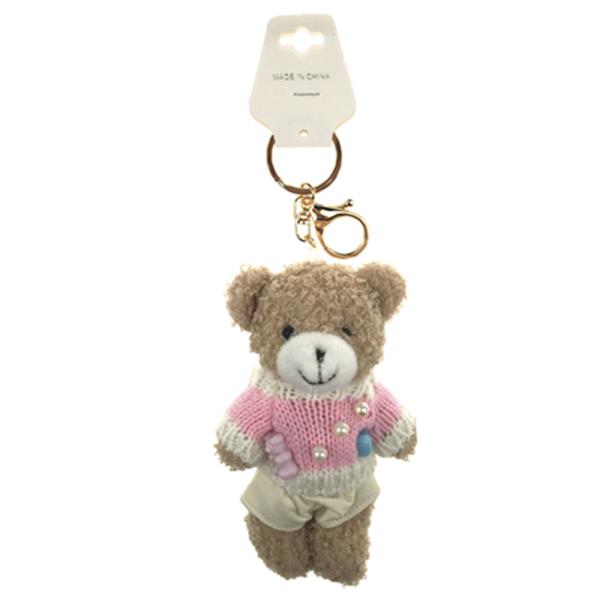 PLUSH BEAR KNIT PEARL SWEATER BAG CHARM KEYCHAIN