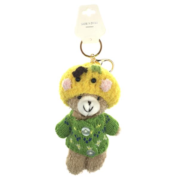 PLUSH BEAR KNIT FRUIT HAT BAG CHARM KEYCHAIN