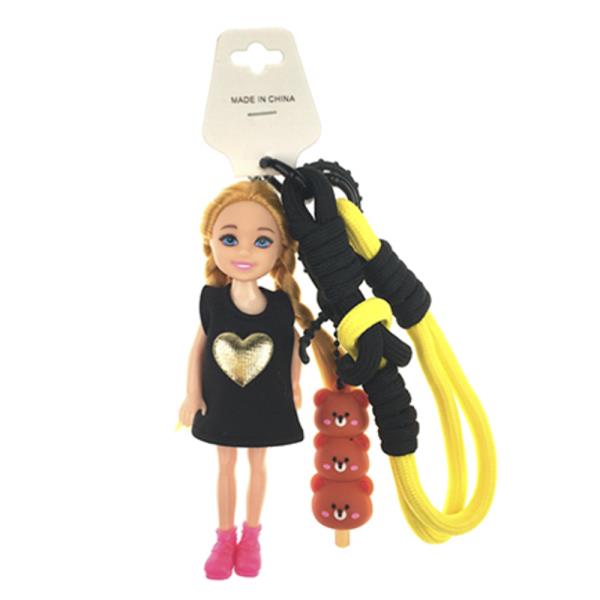 DOLL GOLD HEART DRESS BAG CHARM KEYCHAIN