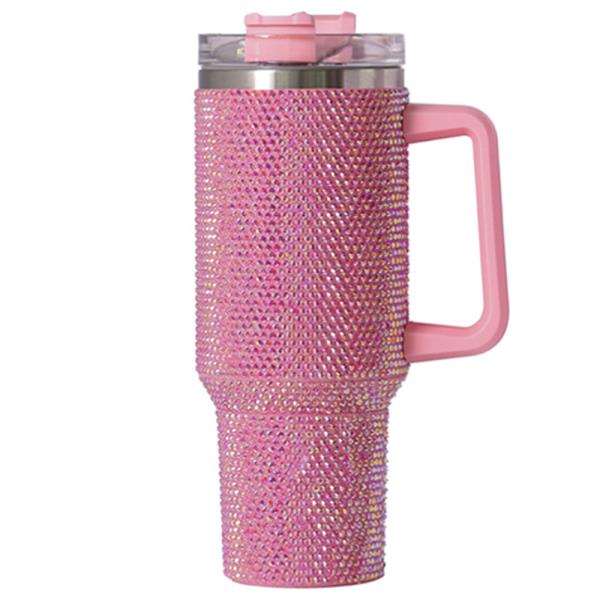 STAINLESS STEEL RHINESTONE HANDLE MUG