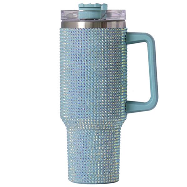 STAINLESS STEEL RHINESTONE HANDLE MUG