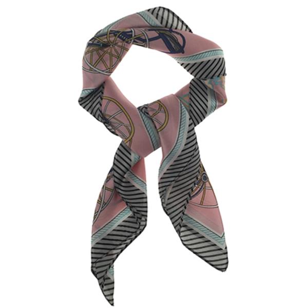 SATIN VINTAGE CARRIAGE PRINT SQUARE BANDANA NECK SCARF