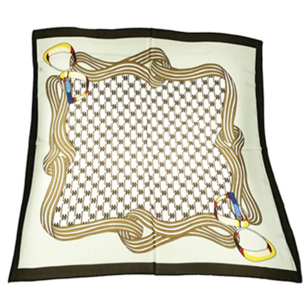 SATIN HOUNDSTOOTH SWIRL PRINT SQUARE BANDANA NECK SCARF