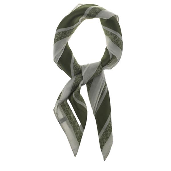 SATIN STRIPED FLORAL PRINT SQUARE BANDANA NECK SCARF