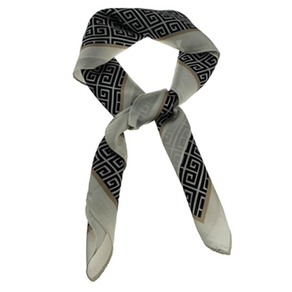 SATIN GREEK KEY CHAIN PRINT SQUARE BANDANA NECK SCAR