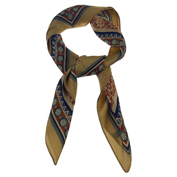 SATIN BOHEMIAN GEOMETRIC PRINT SQUARE BANDANA NECK SCARF