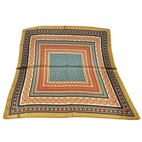 SATIN BOHEMIAN GEOMETRIC PRINT SQUARE BANDANA NECK SCARF